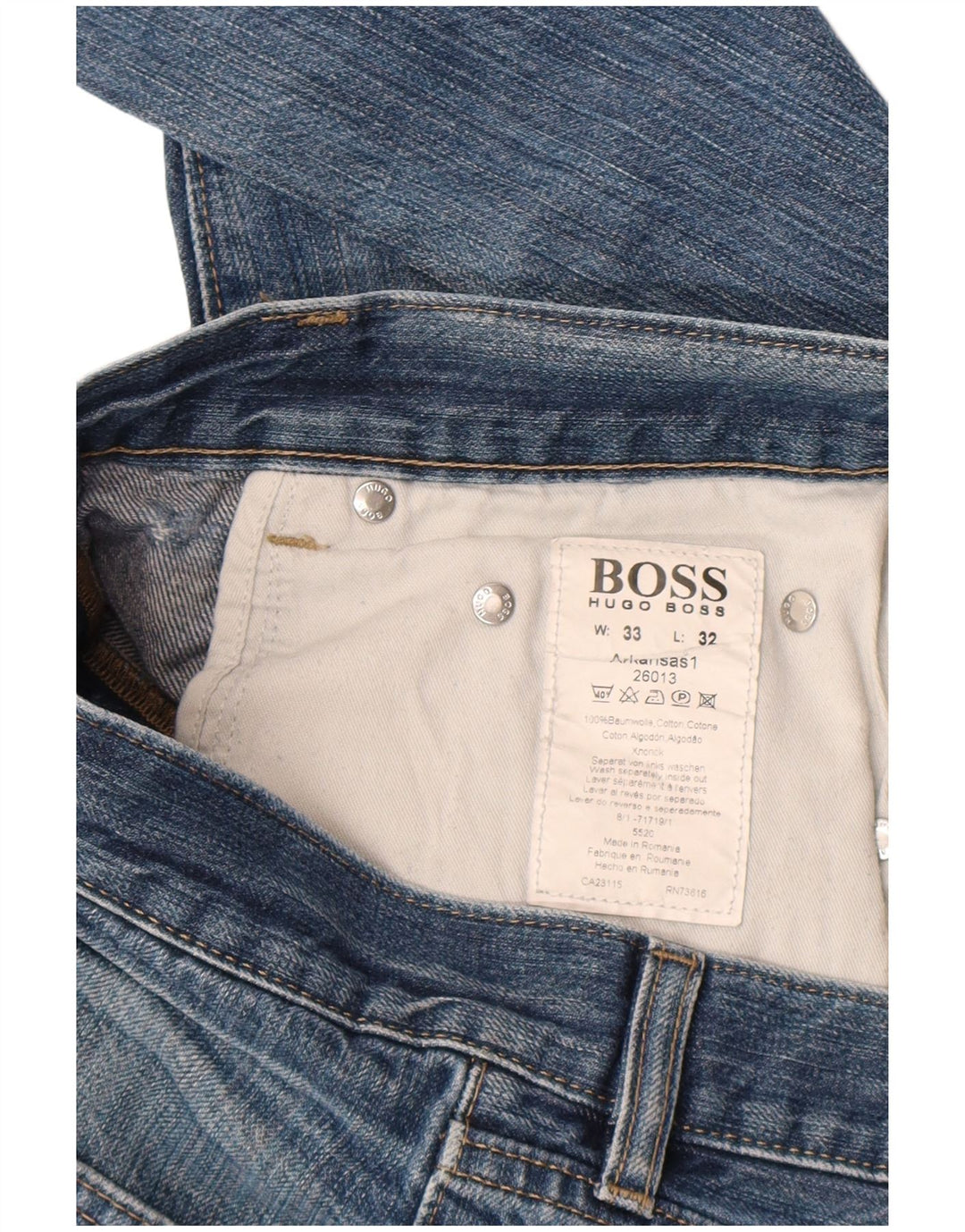 Hugo Boss Mens Straight Jeans W33 L32 Azul Algodão
