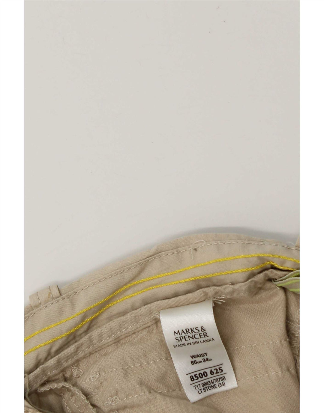 Bermuda cargo masculina Marks & Spencer W34 grande algodão bege