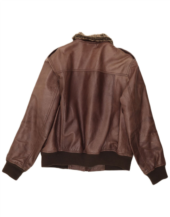Jaqueta masculina de couro Sherpa militar Blustaff Reino Unido 40 couro marrom grande