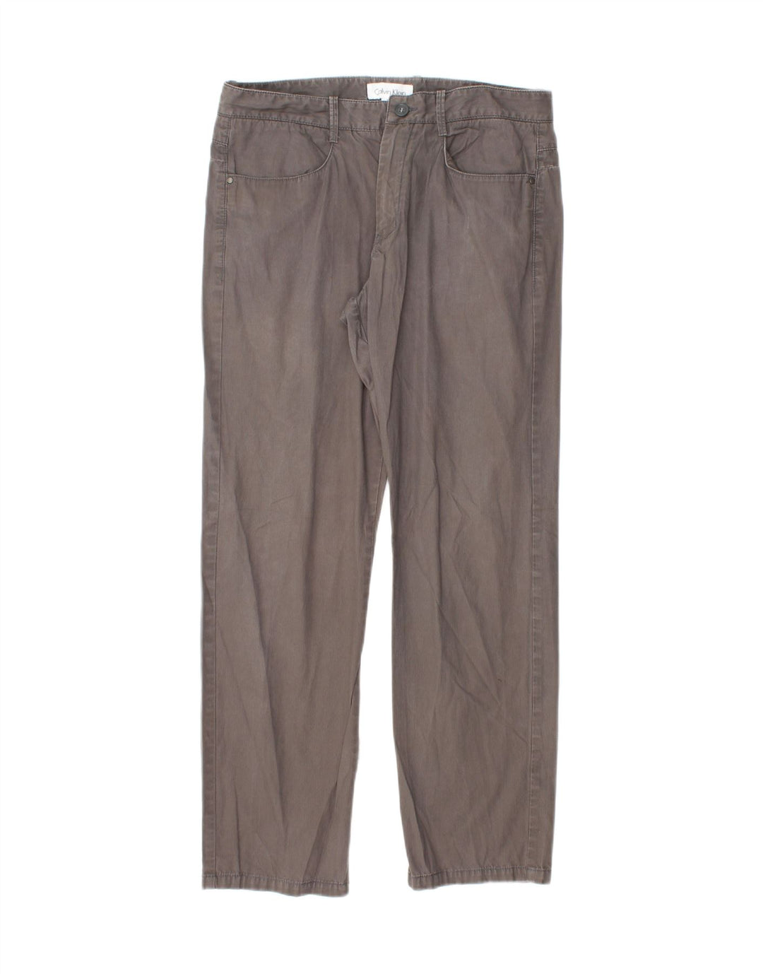 CALVIN KLEIN Calça masculina reta casual W31 L28 algodão cinza