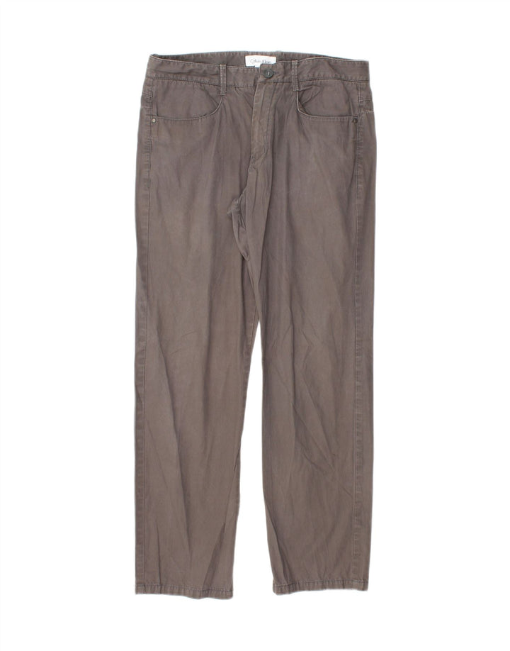CALVIN KLEIN Calça masculina reta casual W31 L28 algodão cinza