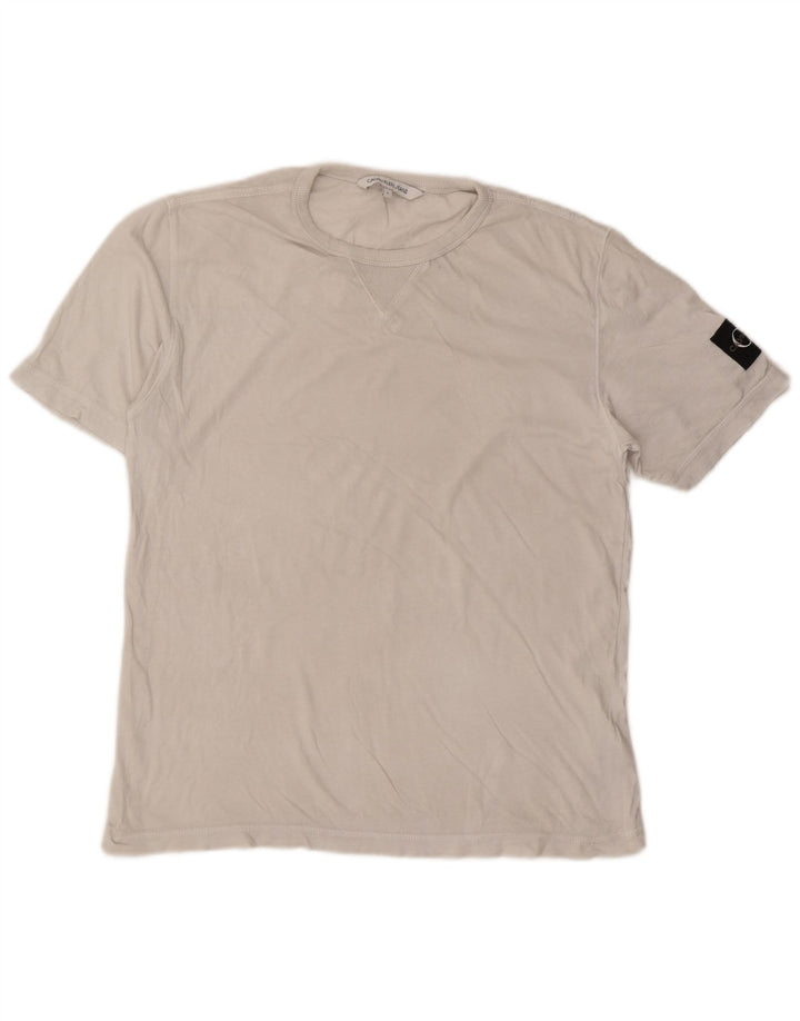 Camiseta masculina Calvin Klein Jeans top pequeno algodão branco
