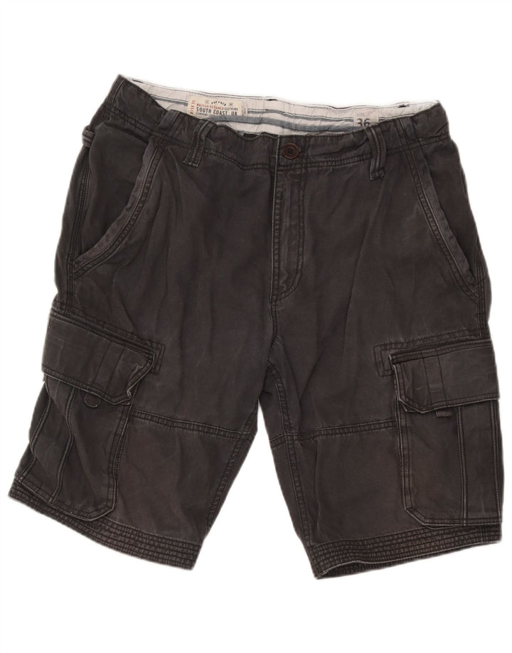 Shorts cargo masculino Fat Face W36 grande algodão cinza