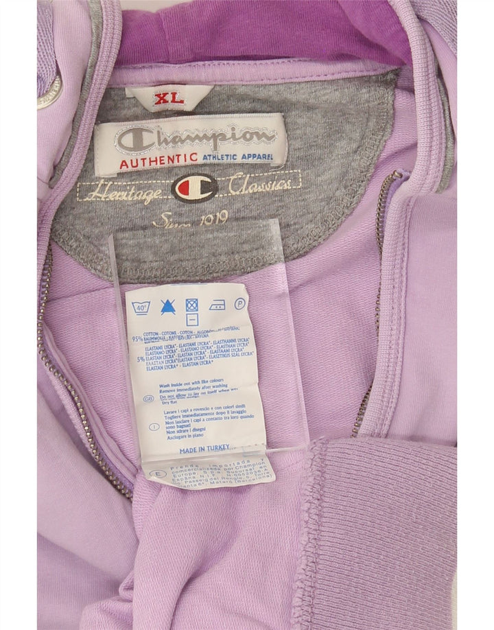 CHAMPION Womens Hoodie Jumper UK 18 XL Purple Colourblock Cotton Vintage Champion and Second-Hand Champion from Messina Hembry 