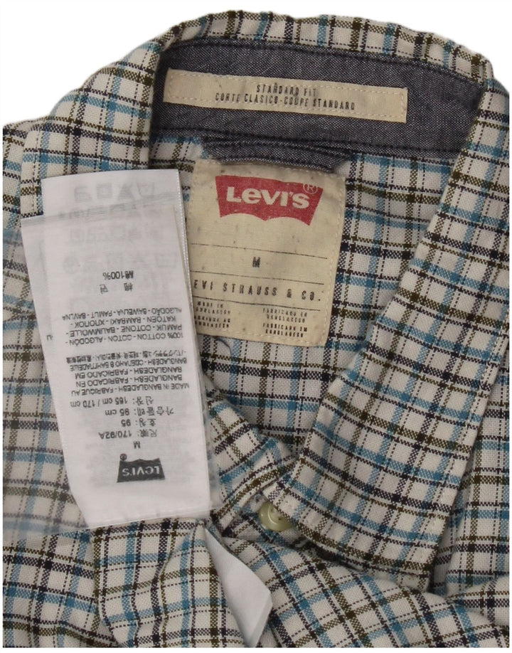 Camisa masculina LEVI'S Coupe Standard Standard Fit algodão xadrez azul médio
