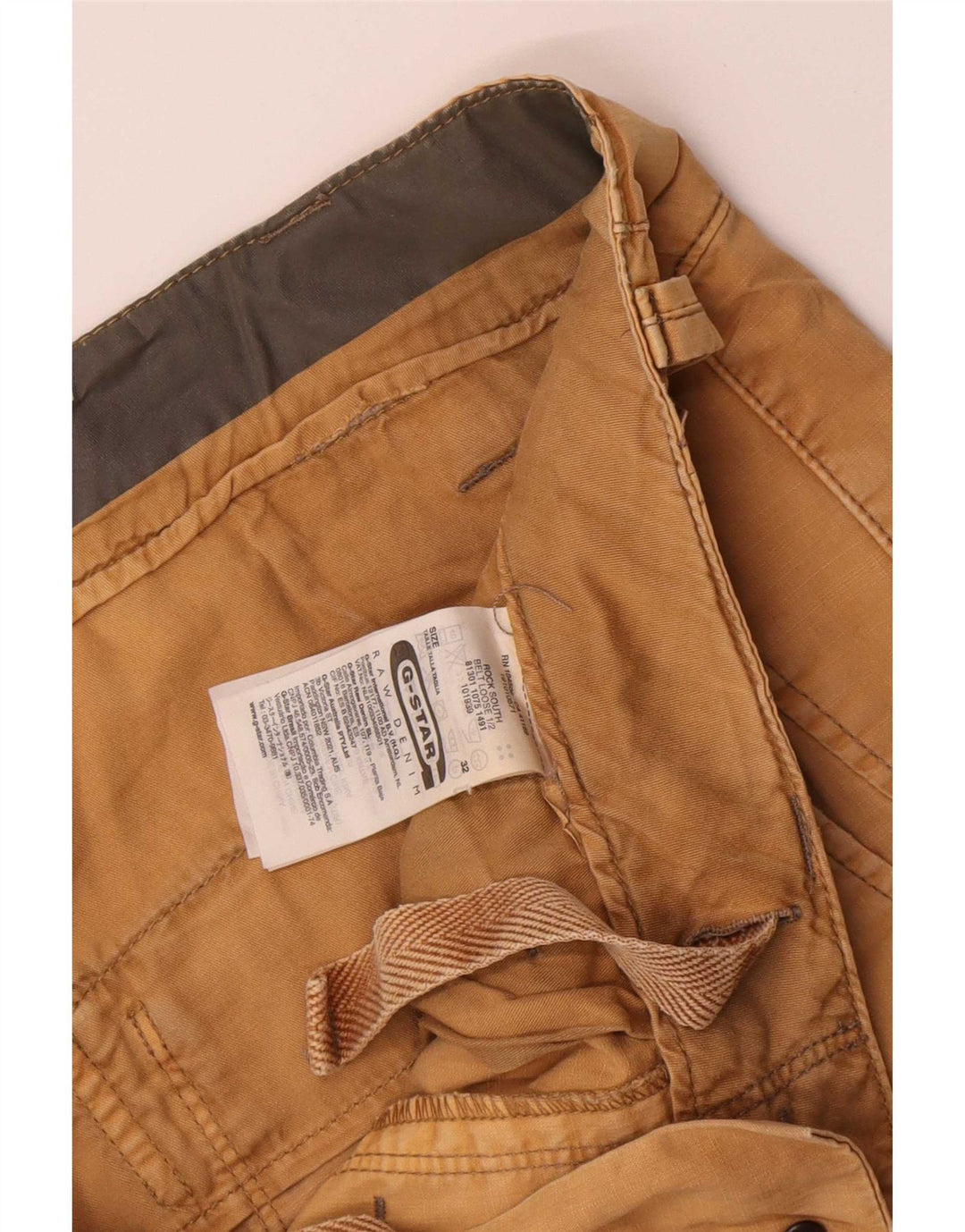 G-Star Mens Graphic Cargo Shorts W32 Algodão Bege Médio
