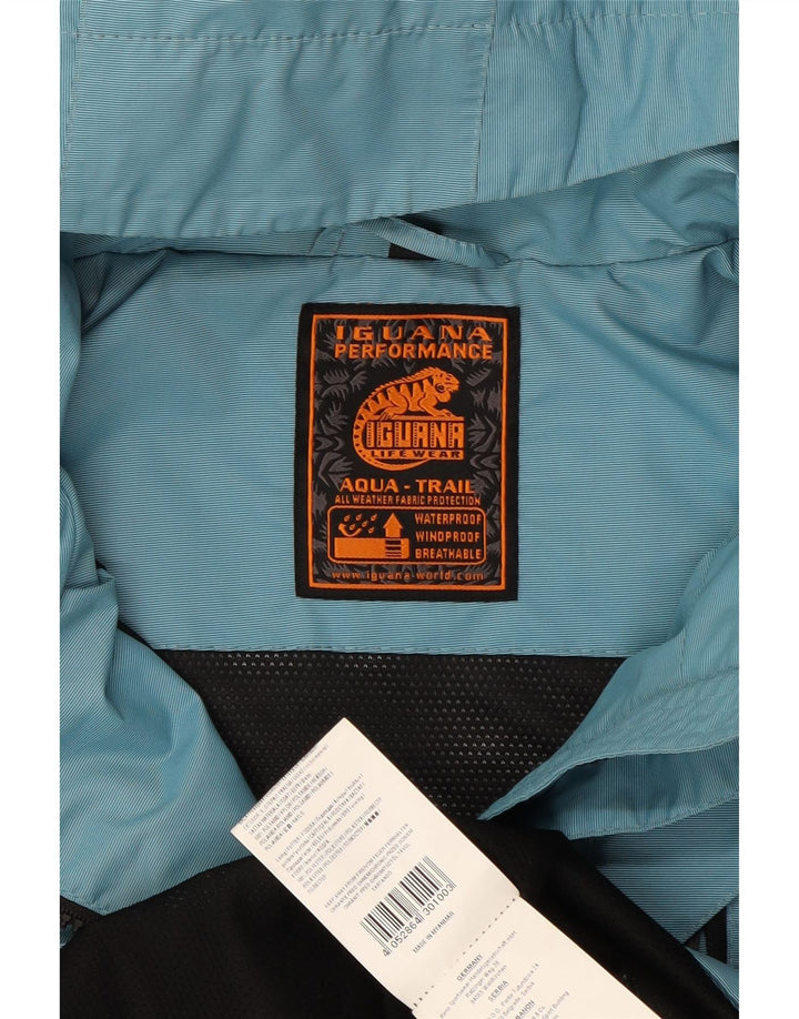 Jaqueta de chuva feminina com capuz IGUANA EU 40 nylon azul médio