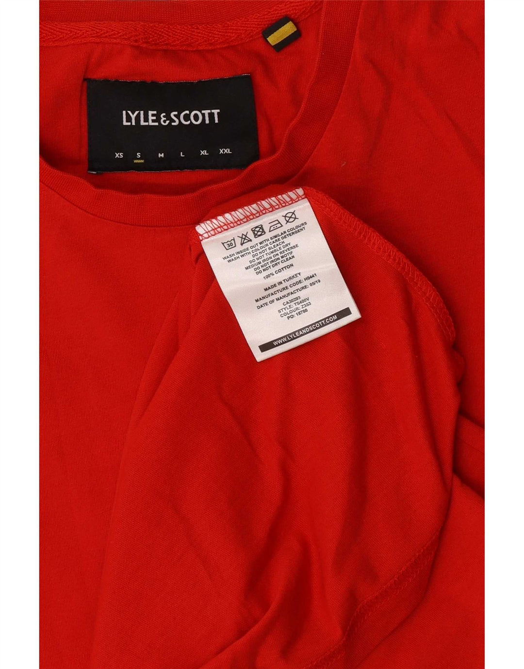 Camiseta masculina Lyle & Scott Top pequeno de algodão vermelho