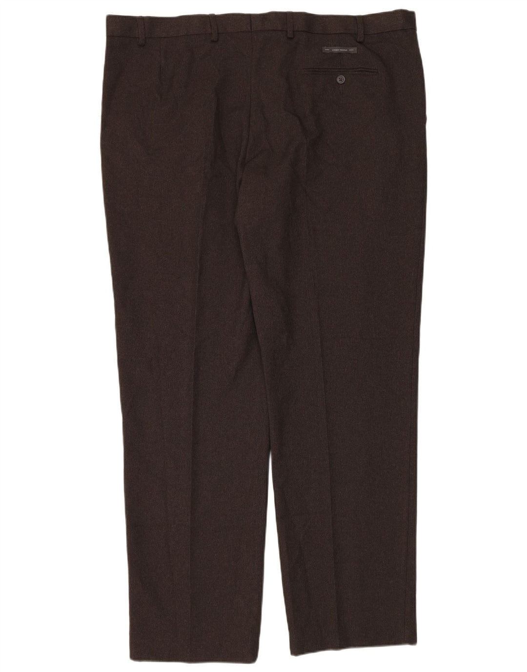 Calça masculina de ajuste regular Marks & Spencer W44 L33 poliéster marrom