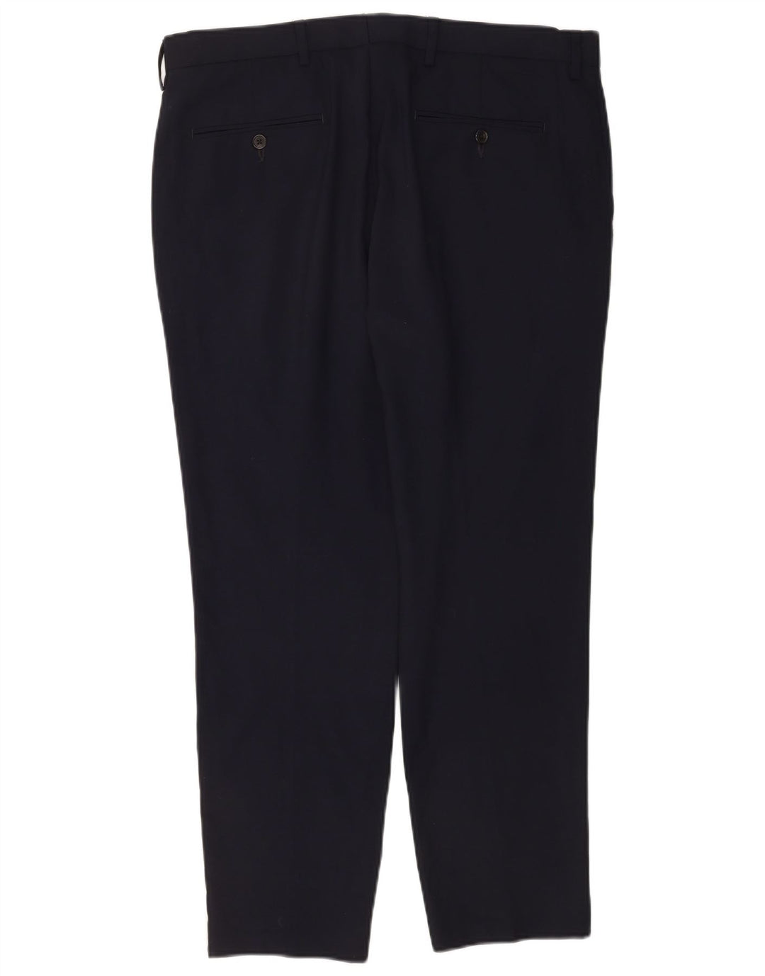 Calça chino reta masculina Marks & Spencer W36 L29 lã azul marinho