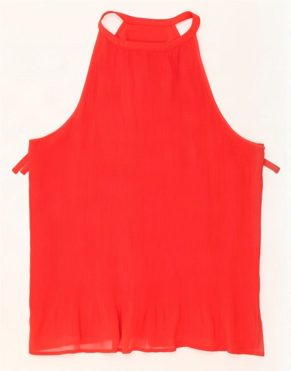 Top feminino Zara Halter UK 12 vermelho médio