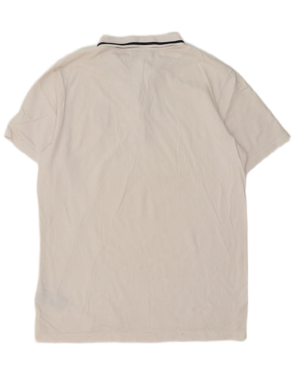 Camisa polo masculina Fila grande algodão listrado branco