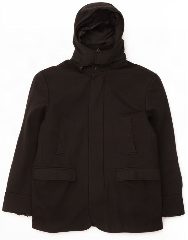 Jaqueta corta-vento masculina Zara com capuz UK 42 XL preta viscose
