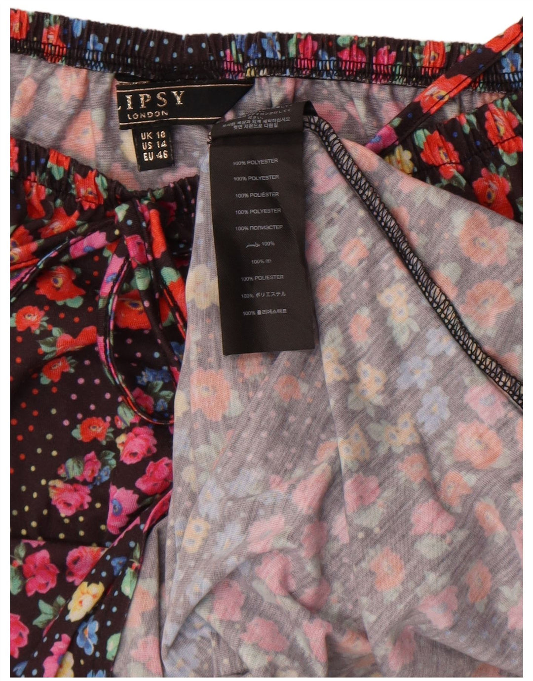 Vestido maxi feminino Lipsy Reino Unido 10 pequeno poliéster floral preto
