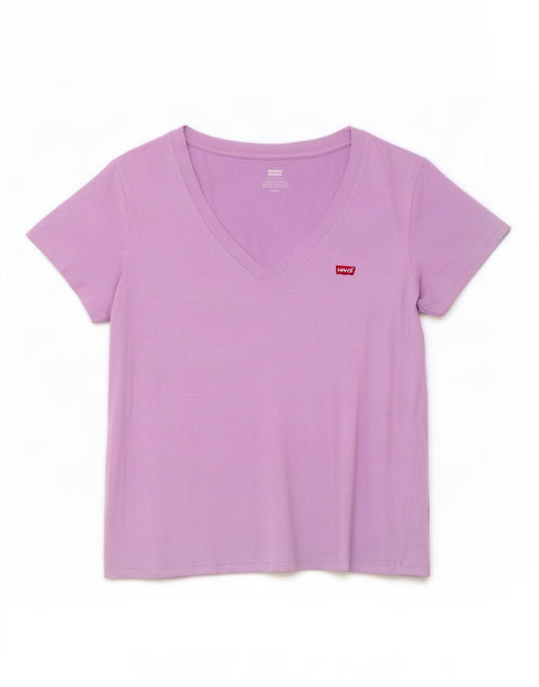 Camiseta feminina gráfica Levi's Top UK 10 pequeno algodão roxo
