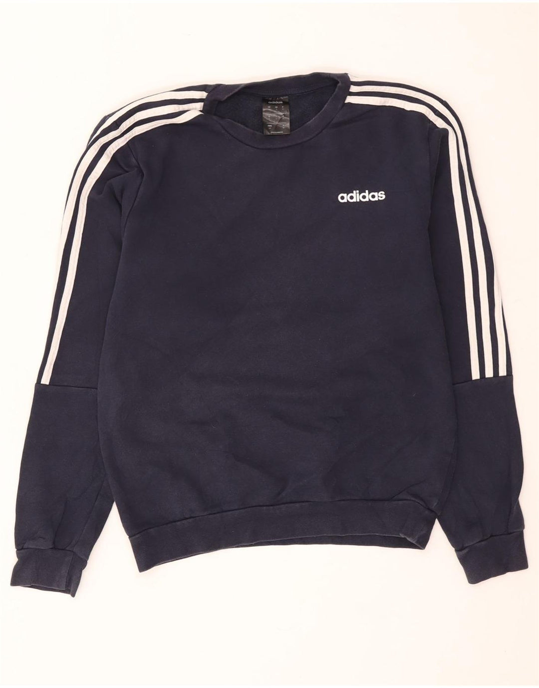 Adidas Mens Moletom Jumper Pequeno Algodão Azul Marinho