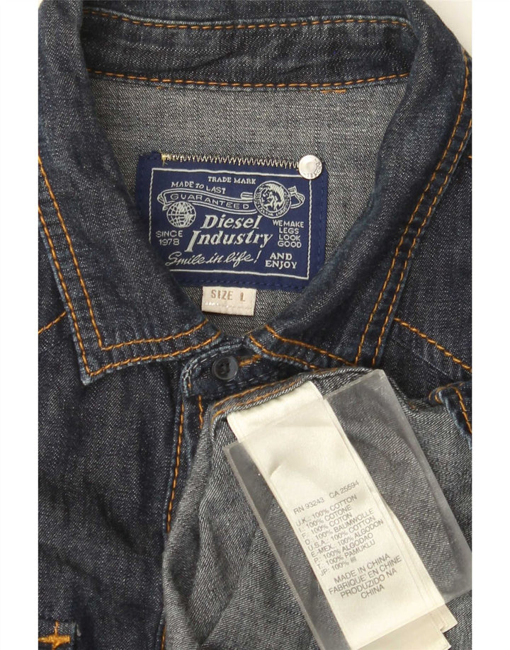 Camisa jeans masculina Diesel grande algodão azul marinho