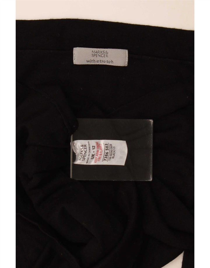 Top feminino Marks & Spencer manga 3/4 Reino Unido 12 viscose preta média