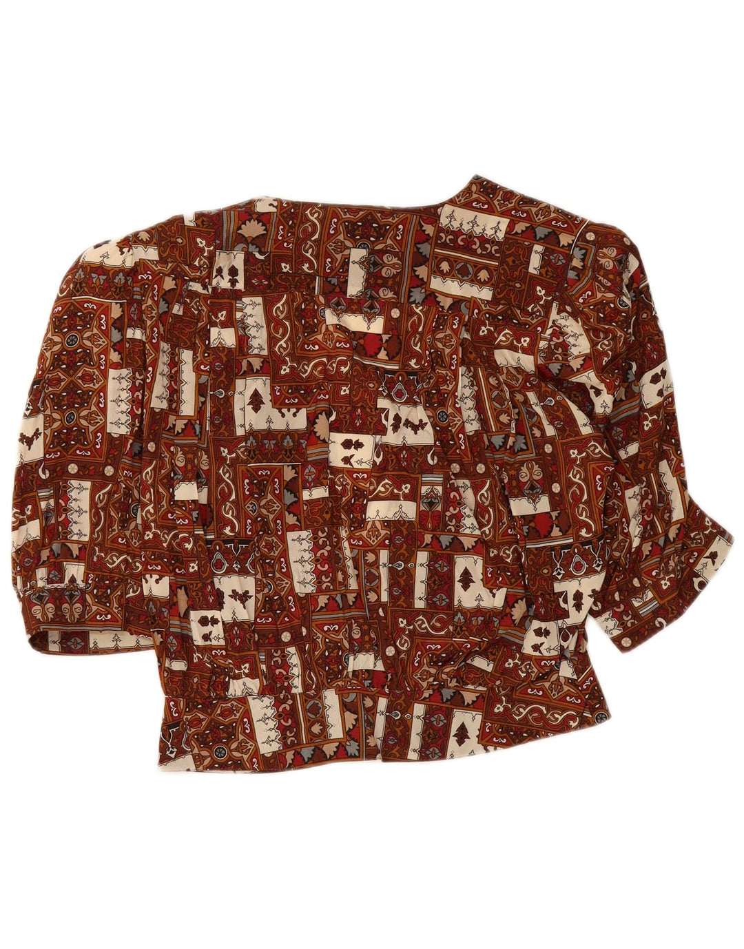 Blusa feminina VINTAGE com ajuste solto IT 44 patchwork marrom médio