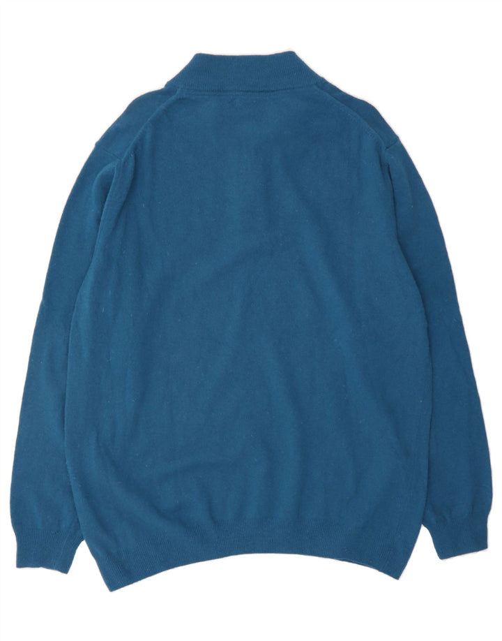PIERRE CARDIN Mens Zip Neck Jumper Sweater 2XL Blue Wool Vintage Pierre Cardin and Second-Hand Pierre Cardin from Messina Hembry 