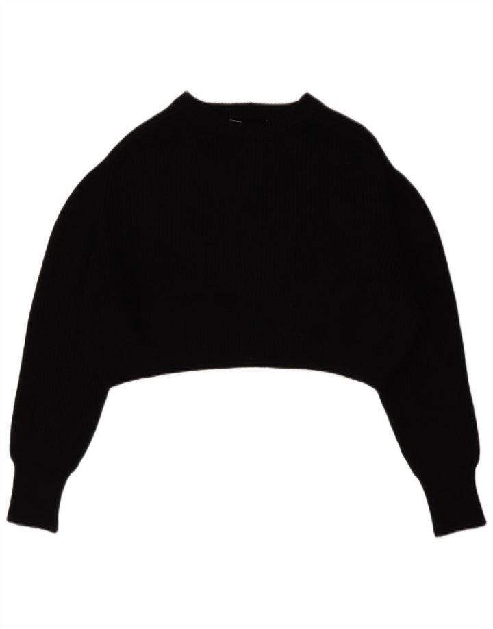 Zara Suéter feminino cropped grande com gola canoa Reino Unido 14 médio preto