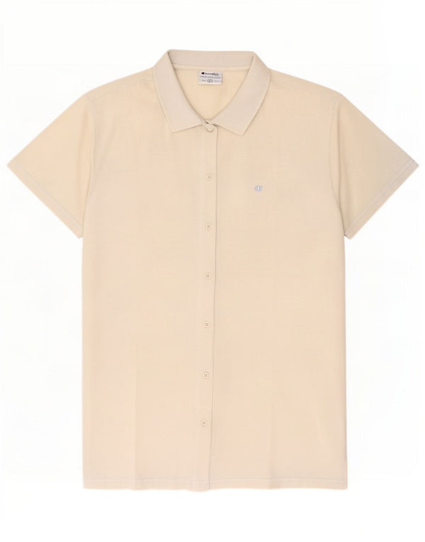 Camisa feminina de manga curta Champion UK 16 algodão cinza grande
