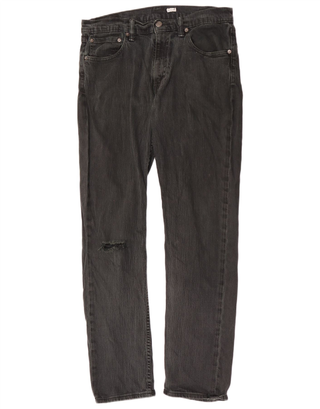Calça jeans reta masculina Levi's desgastada W33 L32 algodão preto
