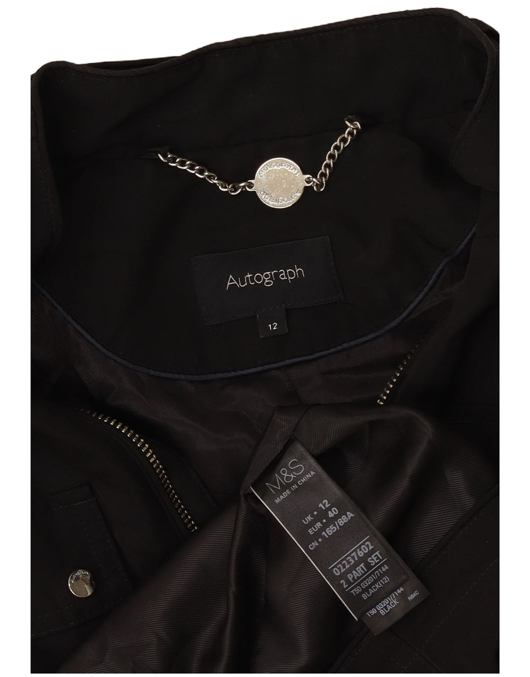 Jaqueta utilitária feminina Marks & Spencer Autograph Reino Unido 12 médio preto