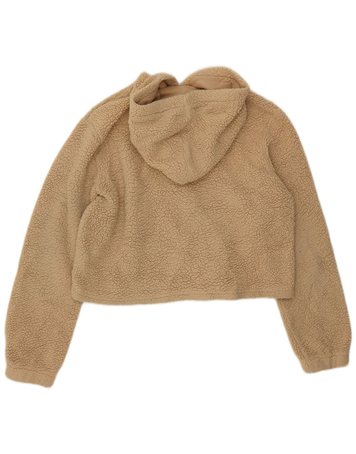 Suéter feminino FILA Crop Graphic Fleece Reino Unido 16 Grande Poliéster Bege