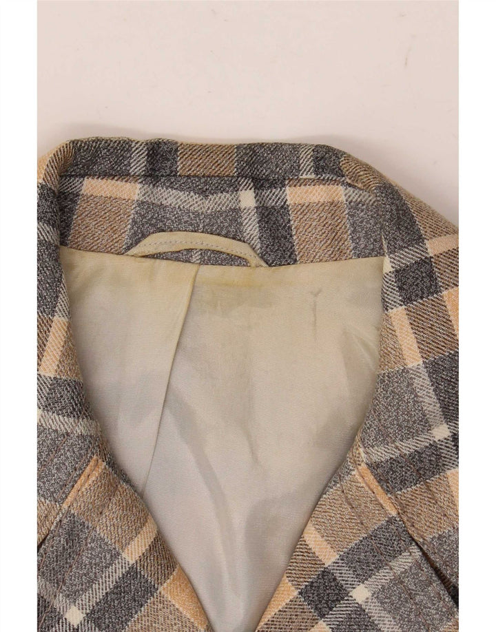 Jaqueta blazer feminina Trevira com 4 botões UK 12 xadrez médio multicolorido