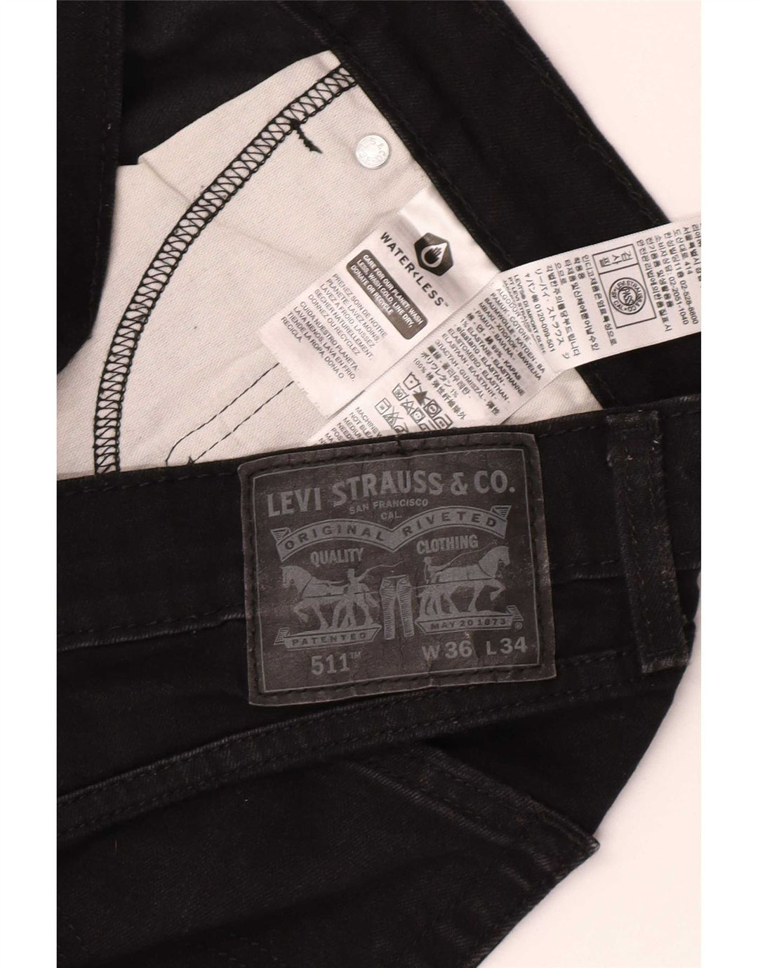 Levi's Masculino 511 Slim Jeans W36 L34 Algodão Preto