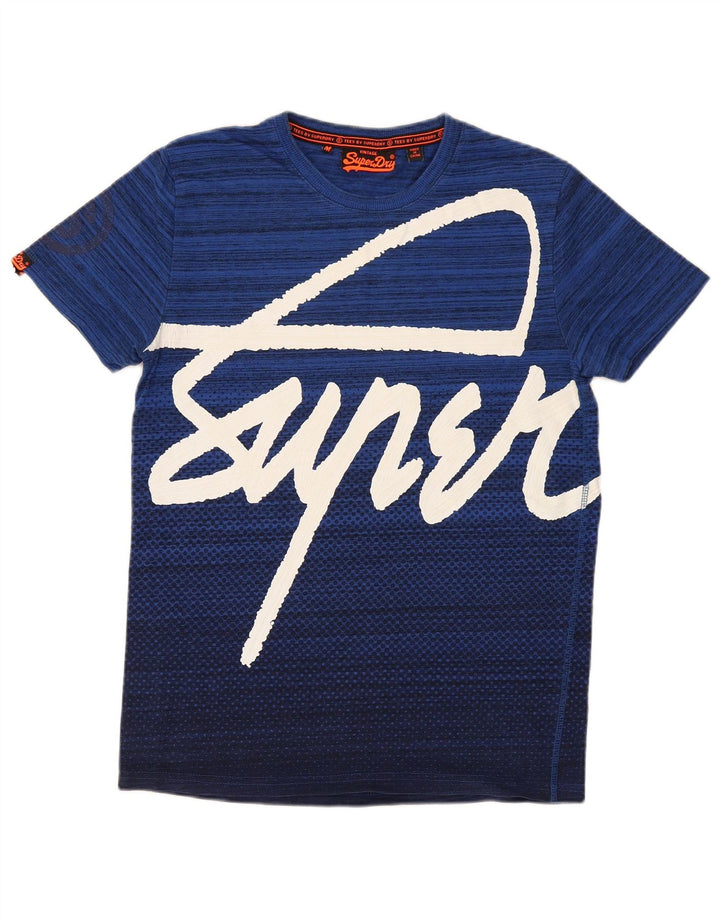 Superdry Mens Regular Graphic T-Shirt Top Médio Algodão Listrado Azul