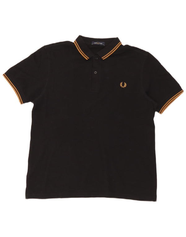 Camisa polo masculina Fred Perry grande algodão preto