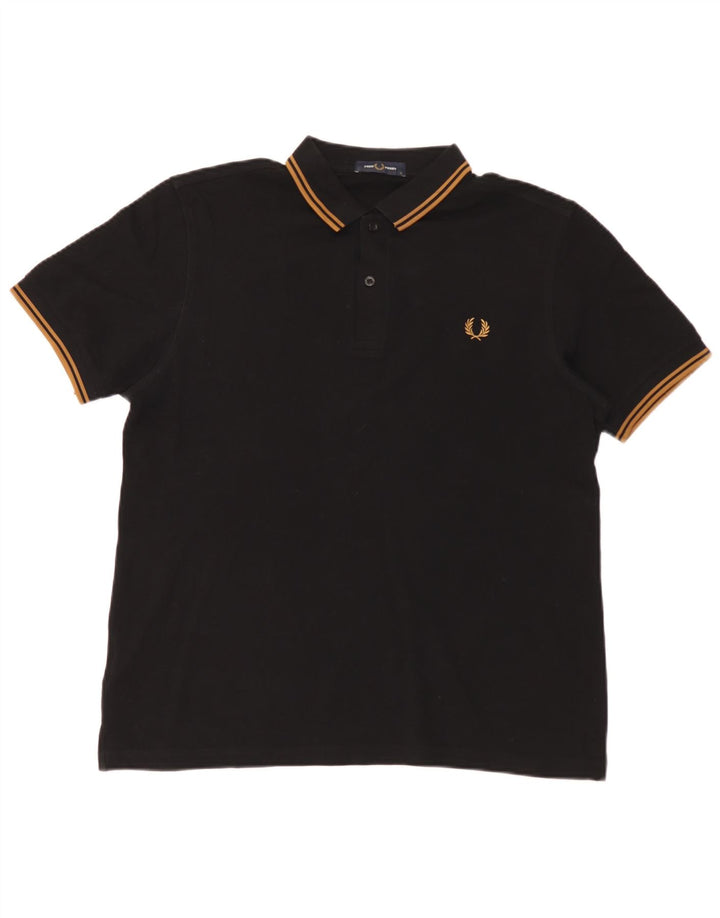 Camisa polo masculina Fred Perry grande algodão preto