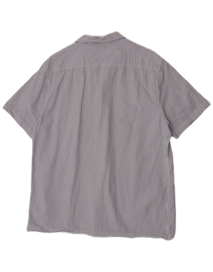 Camisa masculina de manga curta Marks & Spencer XL algodão listrado azul