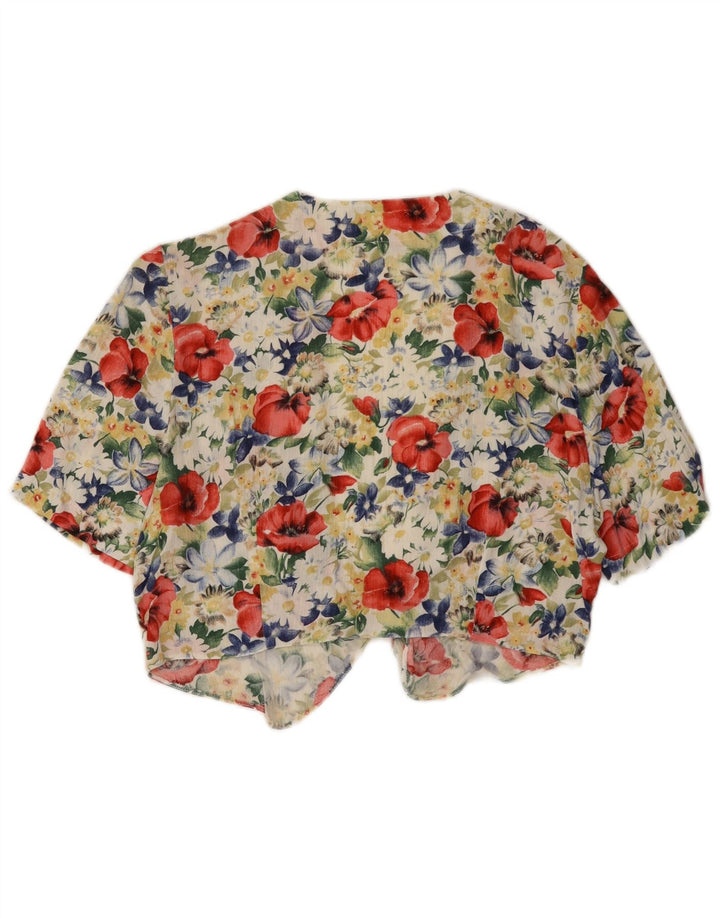 Blusa feminina vintage vintage UK 12 viscose floral multicolorida média