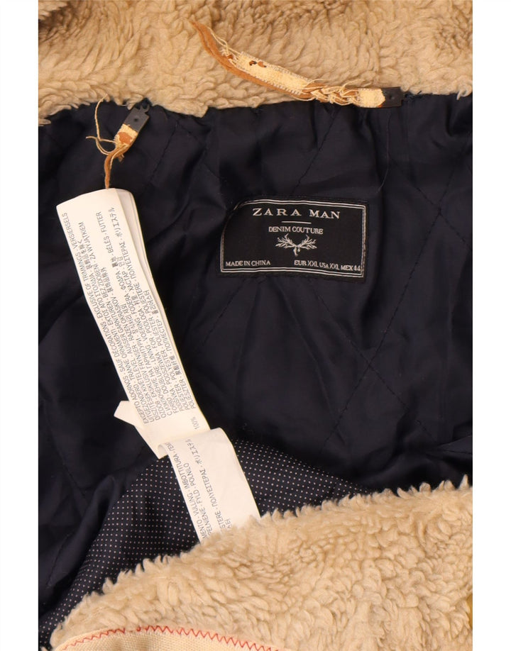 Zara Jaqueta bomber masculina com capuz Reino Unido 44 2XL Poliéster cáqui