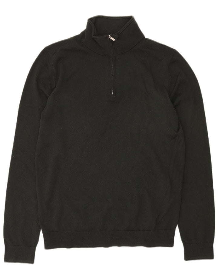 Suéter masculino REISS com zíper e gola pequena de lã verde