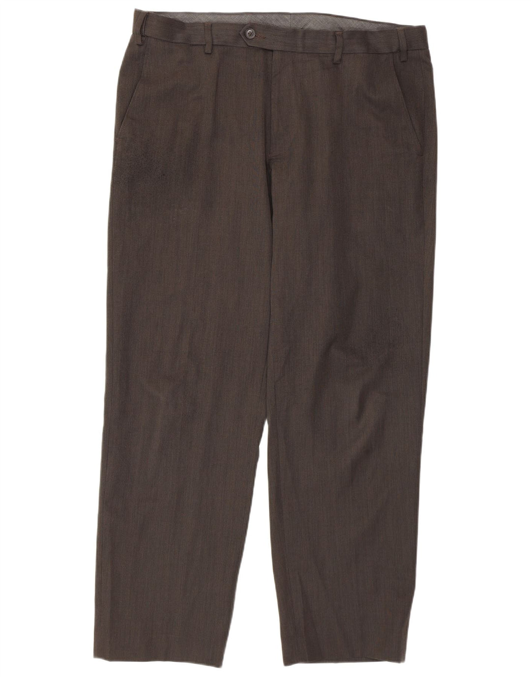 Calça casual masculina Marks & Spencer de ajuste regular W36 L29 poliéster marrom