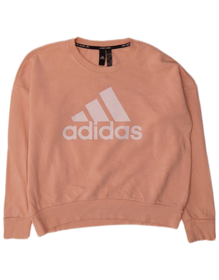 Adidas feminino gráfico oversized moletom jumper reino unido 12/14 médio rosa