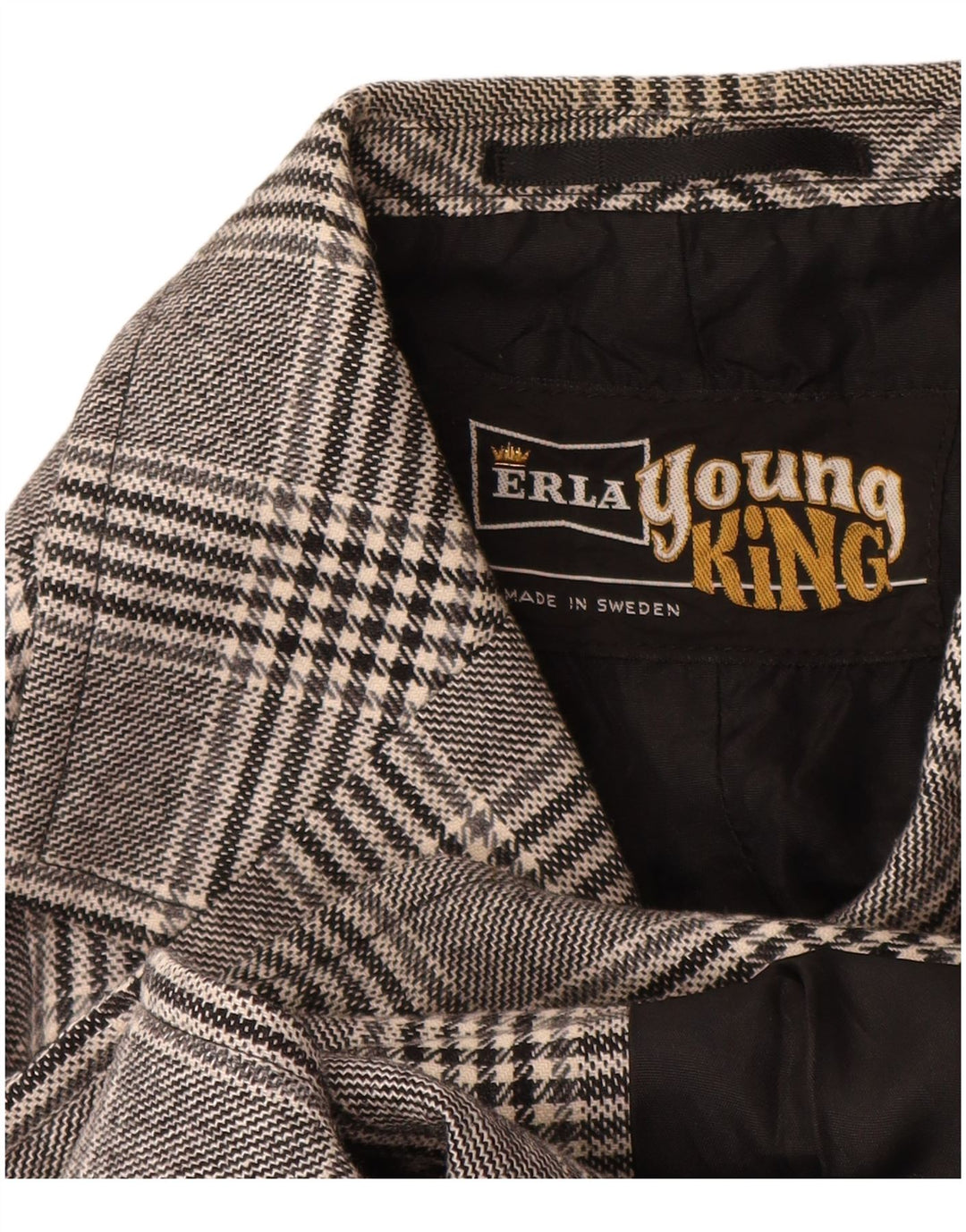 Jaqueta blazer masculina vintage com 2 botões, poliéster xadrez cinza médio Reino Unido 38