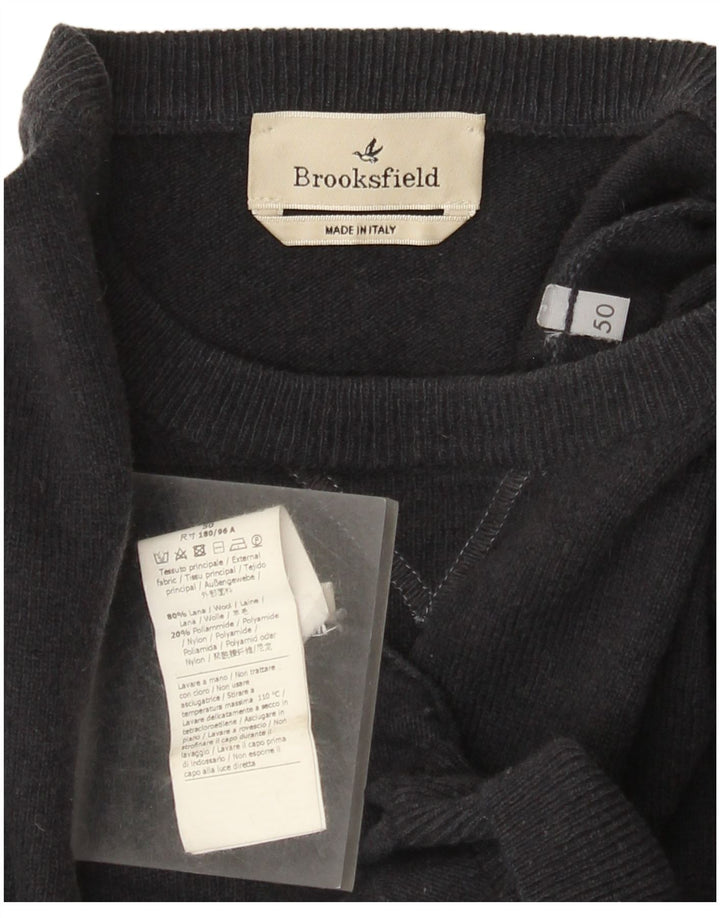 Suéter masculino Brooksfield com gola redonda IT 50 lã cinza médio