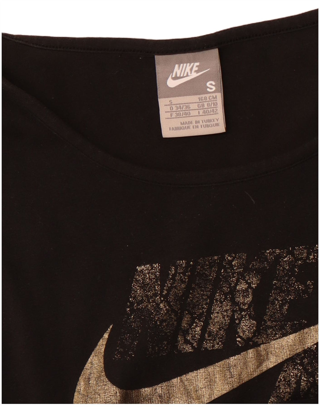 Camiseta feminina Nike Air Crop Graphic UK 8/10 pequena preta