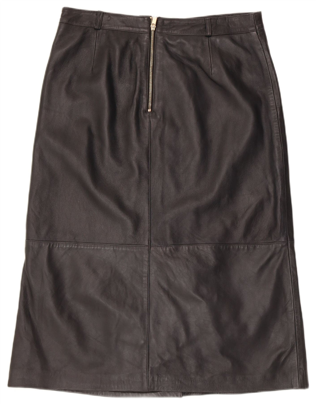 Saia feminina de couro MINT VELVET Reino Unido 14 grande W34 couro preto