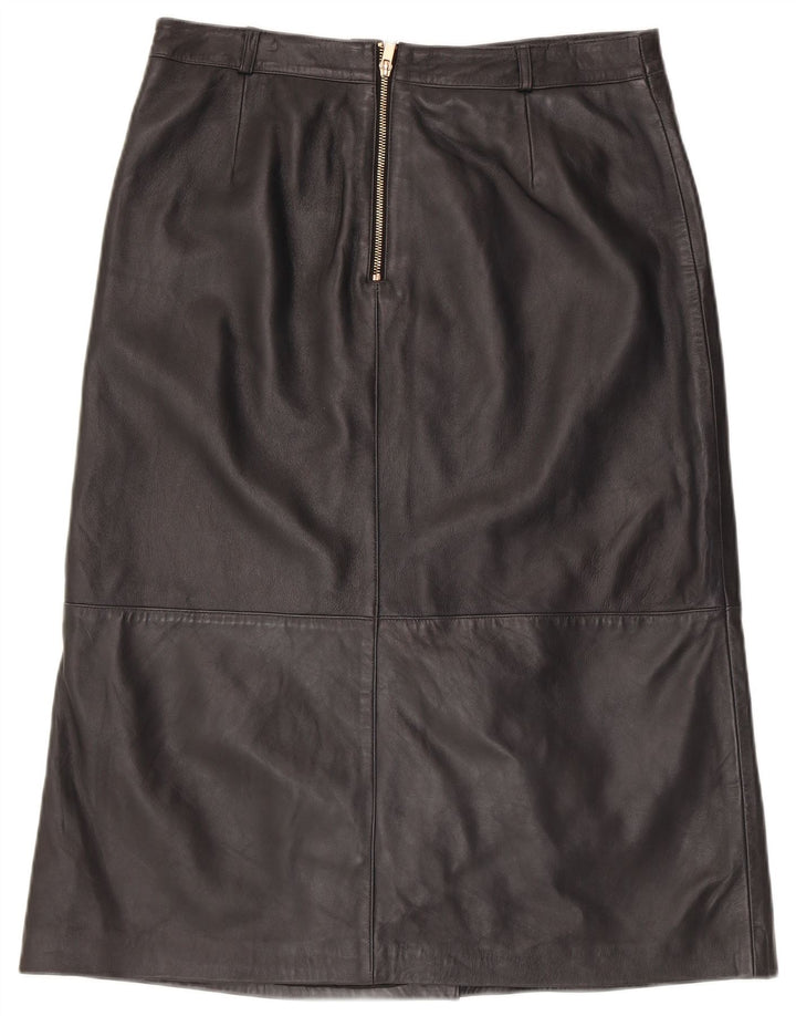 Saia feminina de couro MINT VELVET Reino Unido 14 grande W34 couro preto