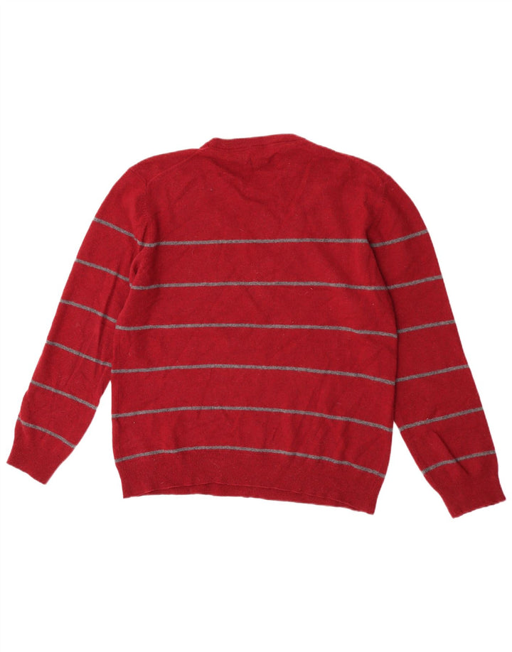 Suéter masculino Gant com gola redonda XL de lã de cordeiro listrada vermelha