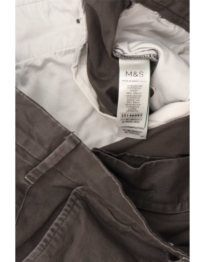 Calça Chino Masculina Marks & Spencer Regular Fit W40 L33 Algodão Cinza