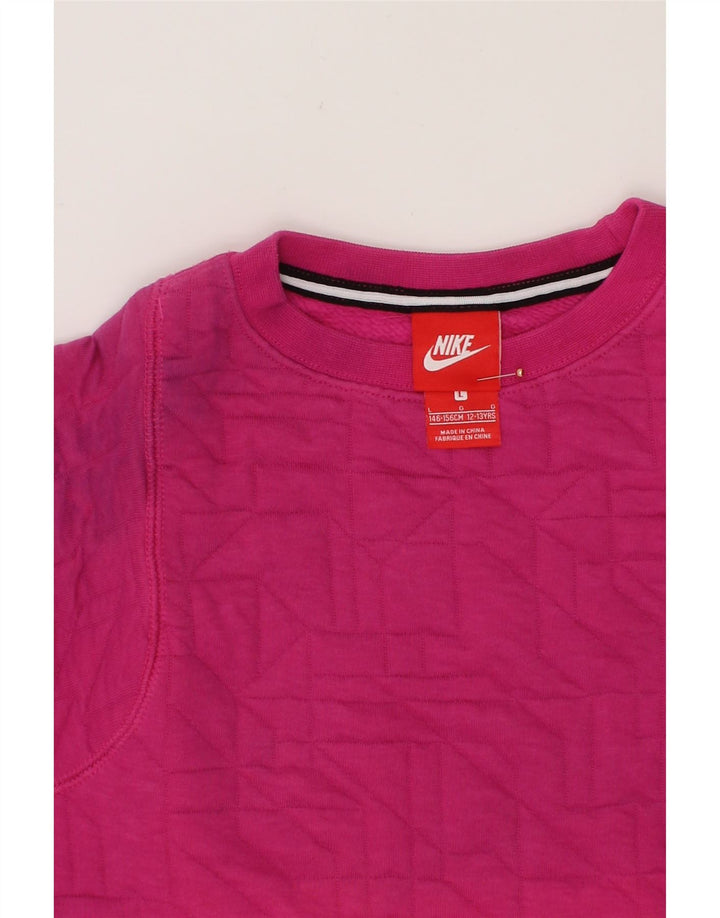 NIKE Girls Sweatshirt Jumper 12-13 Years Large Pink Cotton Vintage Nike and Second-Hand Nike from Messina Hembry 