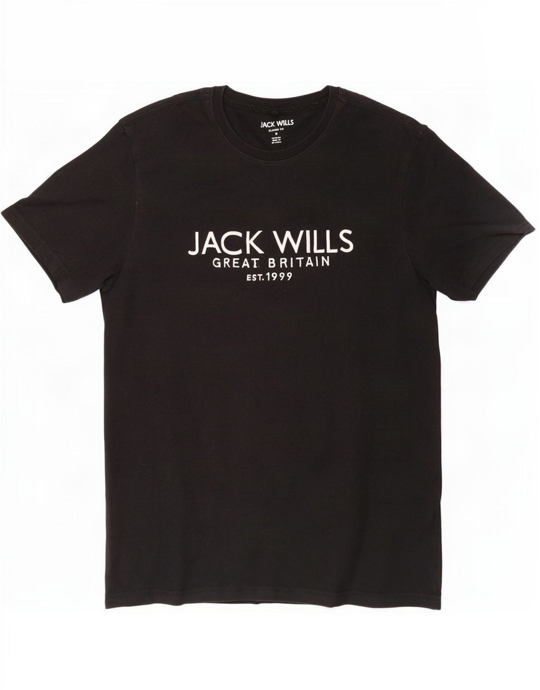 Camiseta masculina Jack Wills Classic Fit gráfica top médio algodão preto