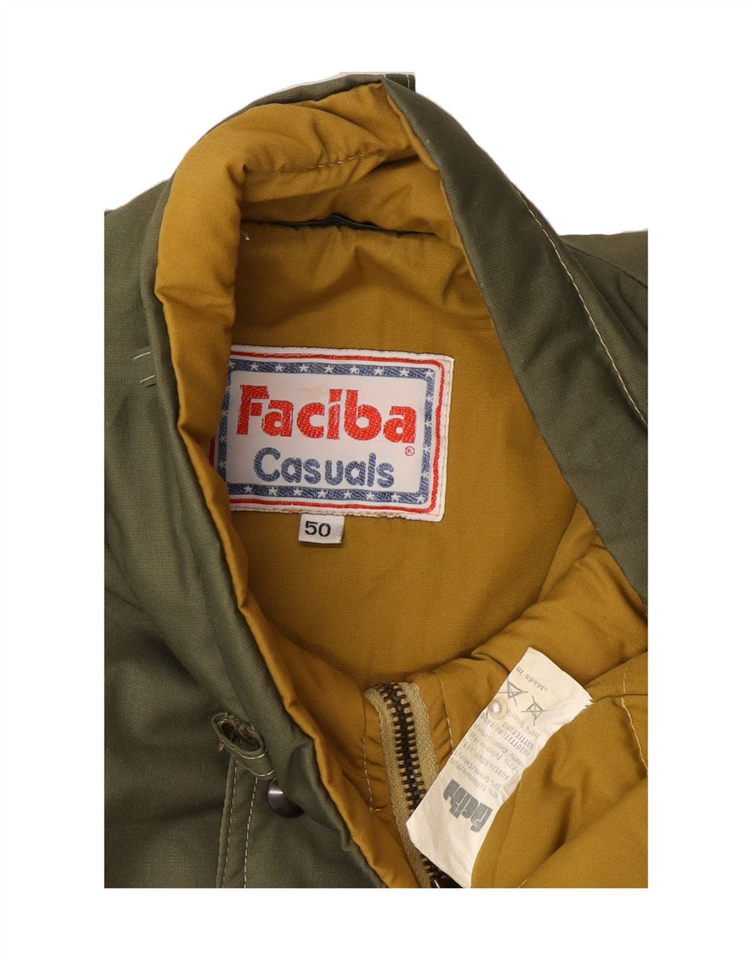 FACIBA Mens Padded Jacket IT 50 Large Khaki Polyester Vintage Faciba and Second-Hand Faciba from Messina Hembry 